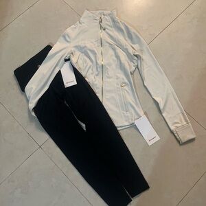 Lululemon Women's Black and Cream Pants & Jumpsuit Set